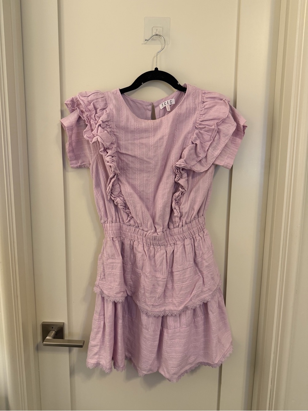 TCEC Lavender Ruffle Short Sleeve Dress Medium